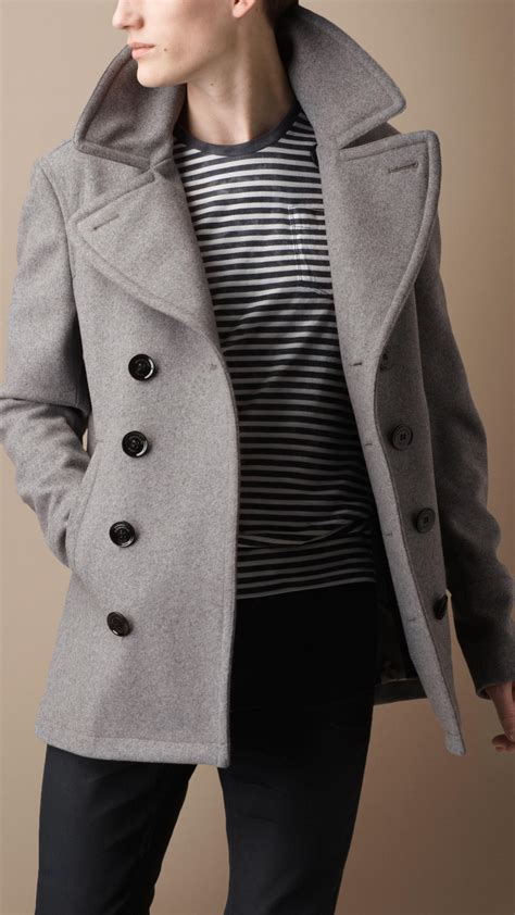 burberry pea coat grey|burberry pea coats men.